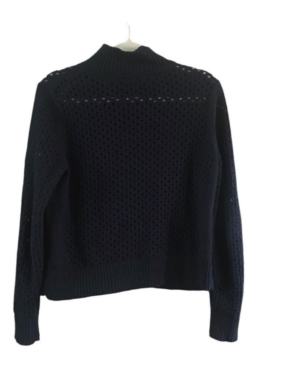 Talbots Navy Eyelet Zip-Front Cardigan - Picture 6 of 6